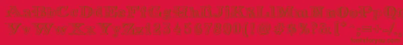 MoneyMoney-Schriftart – Braune Schriften auf rotem Hintergrund