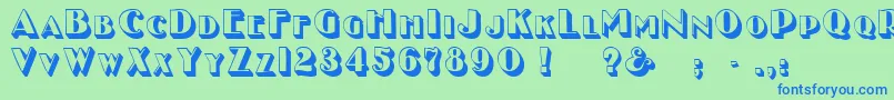 GeEnchasedCaps-Schriftart – Blaue Schriften auf grünem Hintergrund