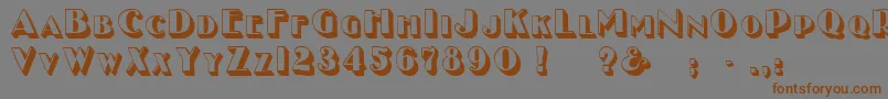 フォントGeEnchasedCaps – 茶色の文字が灰色の背景にあります。