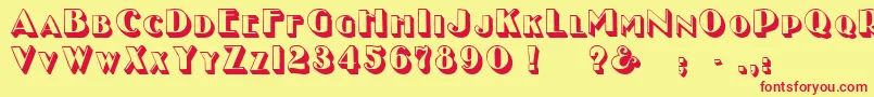 フォントGeEnchasedCaps – 赤い文字の黄色い背景