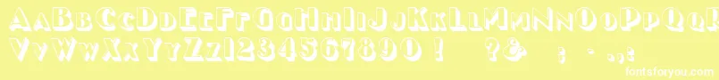 GeEnchasedCaps-Schriftart – Weiße Schriften auf gelbem Hintergrund