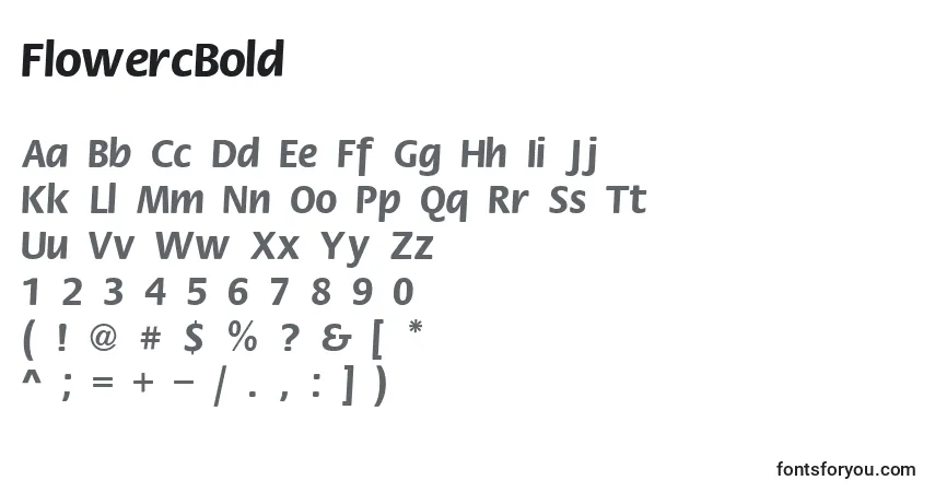 A fonte FlowercBold – alfabeto, números, caracteres especiais