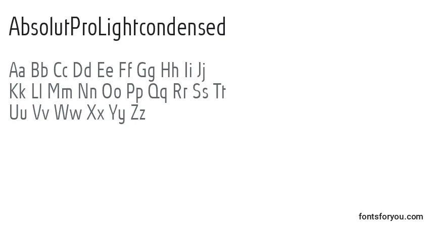 AbsolutProLightcondensed (73892)フォント–アルファベット、数字、特殊文字