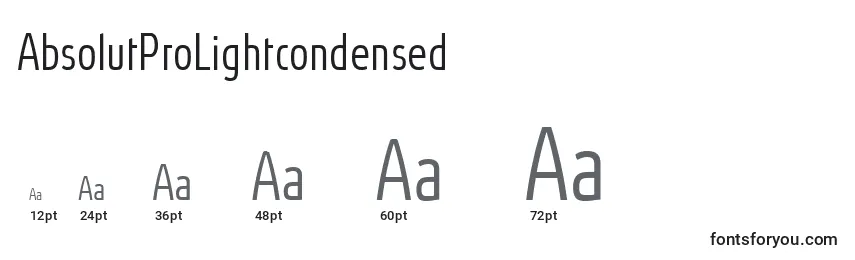 Размеры шрифта AbsolutProLightcondensed (73892)