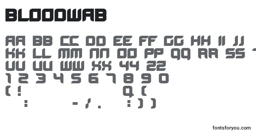 Schriftart Bloodwab – Alphabet, Zahlen, spezielle Symbole