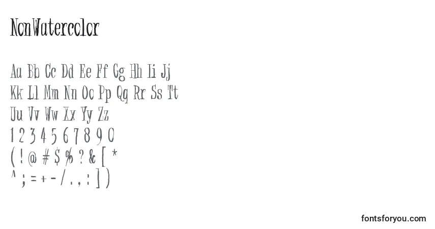 A fonte NonWatercolor – alfabeto, números, caracteres especiais