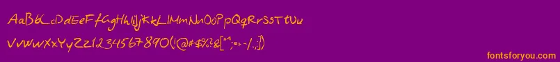 Fonte AsphyxiateAsphyxiateRegular – fontes laranjas em um fundo violeta