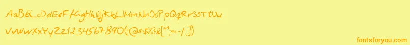 AsphyxiateAsphyxiateRegular-Schriftart – Orangefarbene Schriften auf gelbem Hintergrund