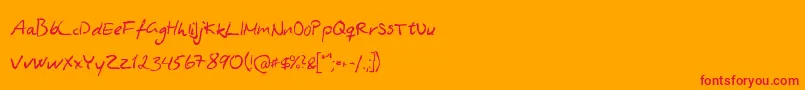 AsphyxiateAsphyxiateRegular-Schriftart – Rote Schriften auf orangefarbenem Hintergrund