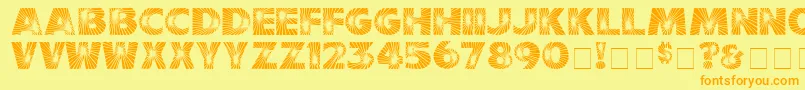 StarburstMedium-Schriftart – Orangefarbene Schriften auf gelbem Hintergrund