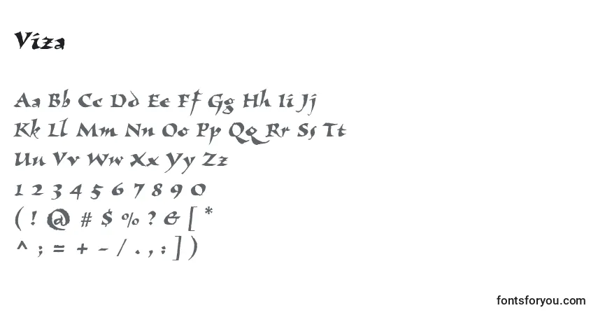 characters of viza font, letter of viza font, alphabet of  viza font
