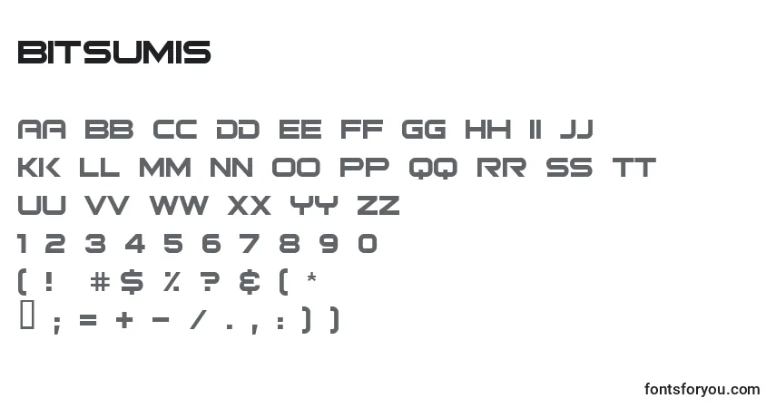 A fonte Bitsumis – alfabeto, números, caracteres especiais
