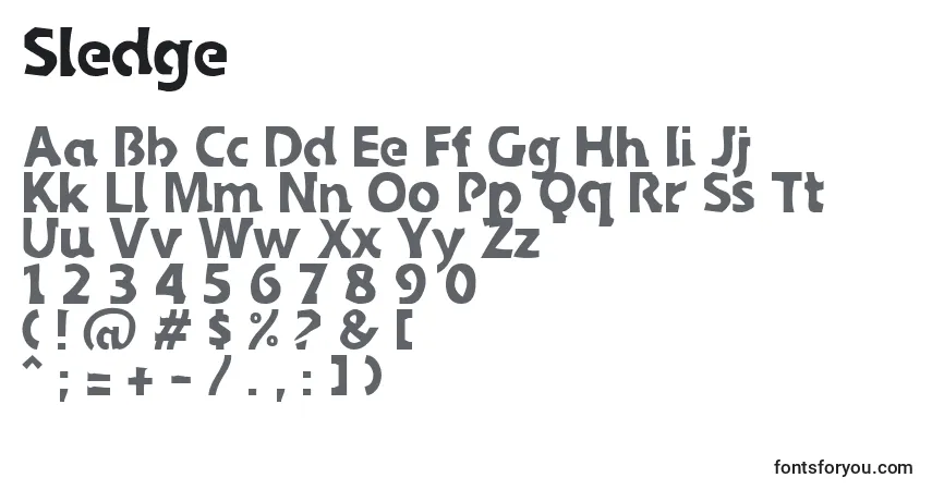 Schriftart Sledge – Alphabet, Zahlen, spezielle Symbole