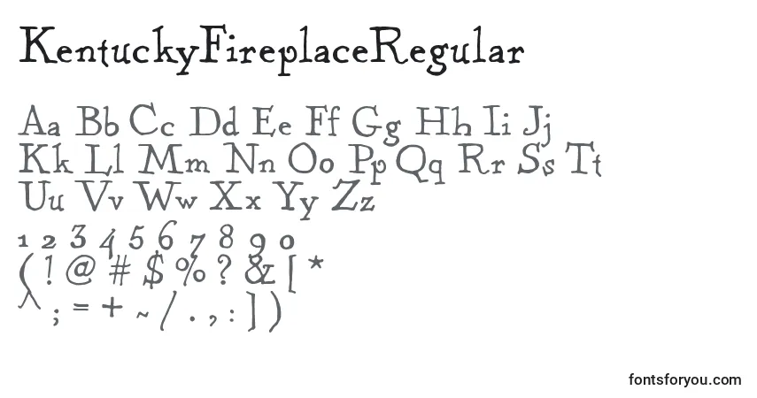 Schriftart KentuckyFireplaceRegular (73902) – Alphabet, Zahlen, spezielle Symbole