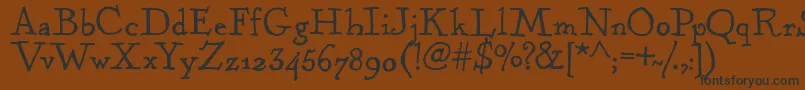 フォントKentuckyFireplaceRegular – 黒い文字が茶色の背景にあります