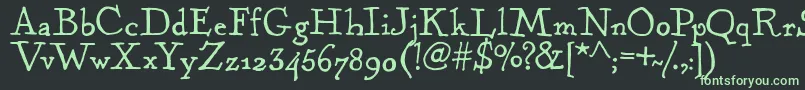 フォントKentuckyFireplaceRegular – 黒い背景に緑の文字