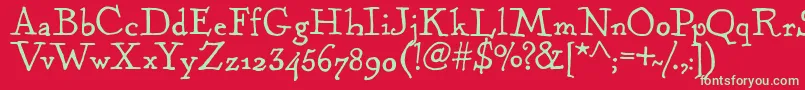 フォントKentuckyFireplaceRegular – 赤い背景に緑の文字