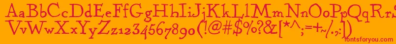フォントKentuckyFireplaceRegular – オレンジの背景に赤い文字