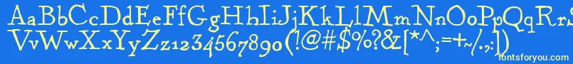 KentuckyFireplaceRegular Font – Yellow Fonts on Blue Background