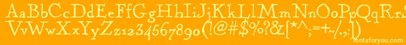 フォントKentuckyFireplaceRegular – オレンジの背景に黄色の文字