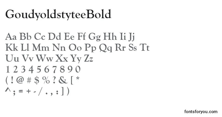 Шрифт GoudyoldstyteeBold – алфавит, цифры, специальные символы