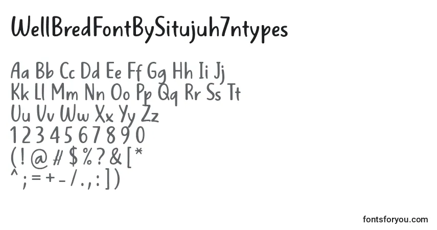 Czcionka WellBredFontBySitujuh7ntypes – alfabet, cyfry, specjalne znaki