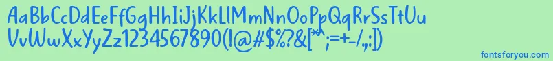 WellBredFontBySitujuh7ntypes Font – Blue Fonts on Green Background