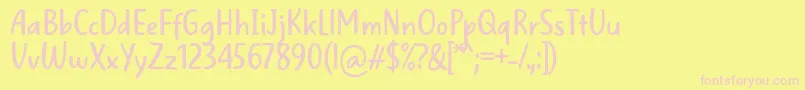 WellBredFontBySitujuh7ntypes-fontti – vaaleanpunaiset fontit keltaisella taustalla