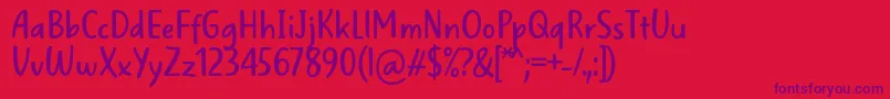 フォントWellBredFontBySitujuh7ntypes – 赤い背景に紫のフォント