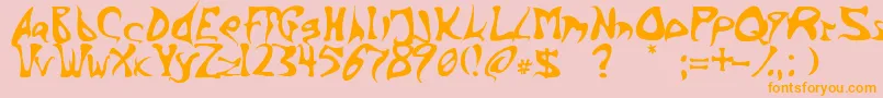 Inkbarb-Schriftart – Orangefarbene Schriften auf rosa Hintergrund