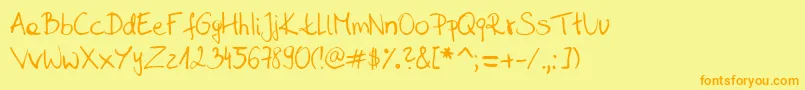 SaharaSHandwritingDBySaharaknoblauch Font – Orange Fonts on Yellow Background