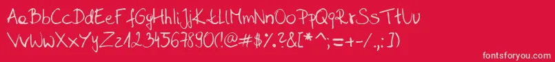 SaharaSHandwritingDBySaharaknoblauch Font – Pink Fonts on Red Background