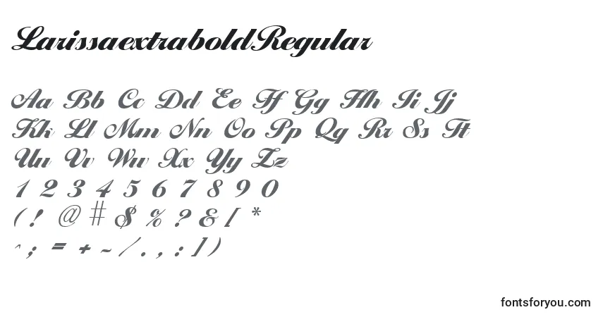 A fonte LarissaextraboldRegular – alfabeto, números, caracteres especiais