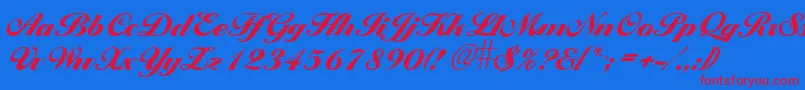 LarissaextraboldRegular-Schriftart – Rote Schriften auf blauem Hintergrund