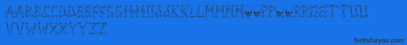 TengkorakFontByCreatureofearthCoe Font – Black Fonts on Blue Background