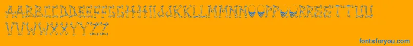 TengkorakFontByCreatureofearthCoe-Schriftart – Blaue Schriften auf orangefarbenem Hintergrund