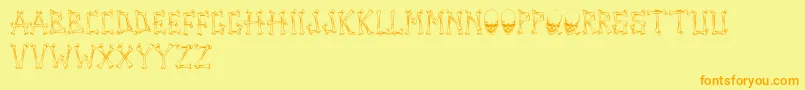 TengkorakFontByCreatureofearthCoe Font – Orange Fonts on Yellow Background