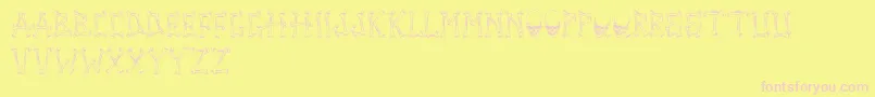 TengkorakFontByCreatureofearthCoe-fontti – vaaleanpunaiset fontit keltaisella taustalla