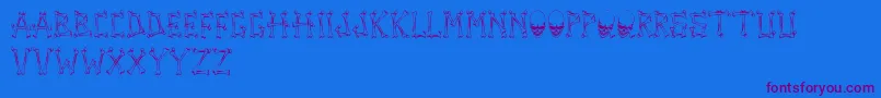 TengkorakFontByCreatureofearthCoe-Schriftart – Violette Schriften auf blauem Hintergrund