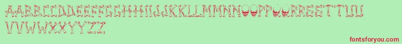 TengkorakFontByCreatureofearthCoe Font – Red Fonts on Green Background