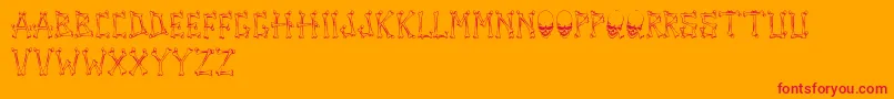 TengkorakFontByCreatureofearthCoe-Schriftart – Rote Schriften auf orangefarbenem Hintergrund