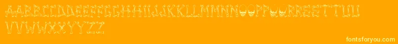 TengkorakFontByCreatureofearthCoe-Schriftart – Gelbe Schriften auf orangefarbenem Hintergrund