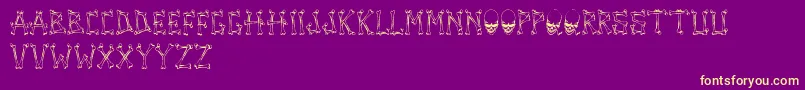 TengkorakFontByCreatureofearthCoe-Schriftart – Gelbe Schriften auf violettem Hintergrund