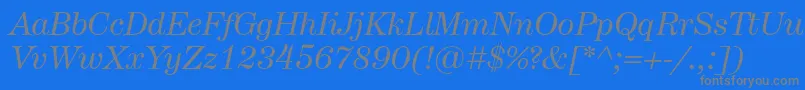 HerculesItalic-Schriftart – Graue Schriften auf blauem Hintergrund