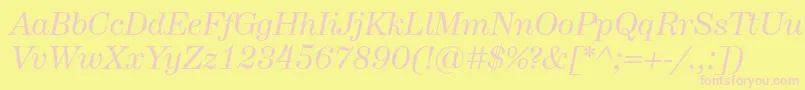 HerculesItalic-Schriftart – Rosa Schriften auf gelbem Hintergrund