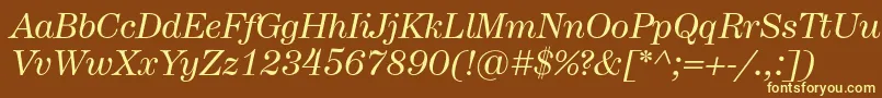 HerculesItalic-Schriftart – Gelbe Schriften auf braunem Hintergrund