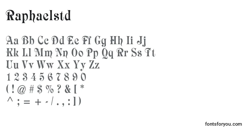 A fonte Raphaelstd – alfabeto, números, caracteres especiais
