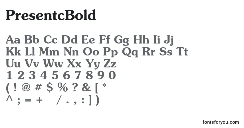 Schriftart PresentcBold – Alphabet, Zahlen, spezielle Symbole