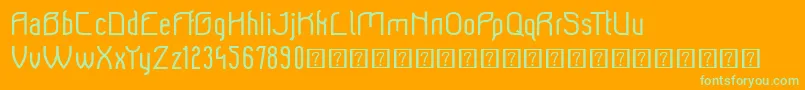 Beeridgedemo-Schriftart – Grüne Schriften auf orangefarbenem Hintergrund