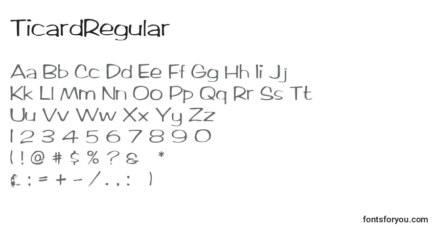 Шрифт TicardRegular – алфавит, цифры, специальные символы
